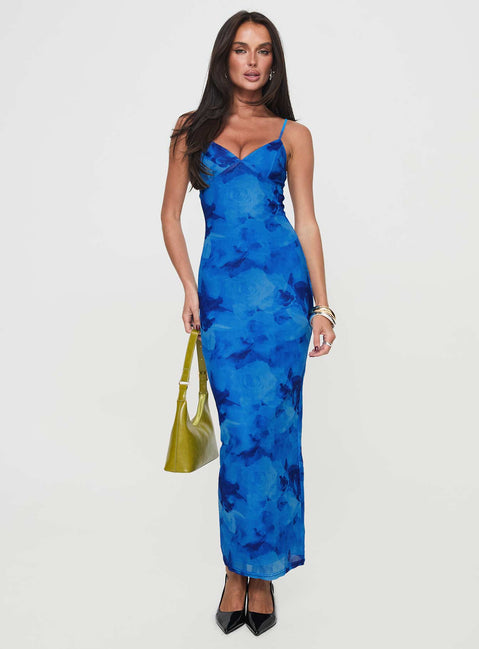 Hathaway Maxi Dress | Blue Floral | Womens | Princess Polly Lower Impact Hathaway Maxi Dress | Blue Floral | Womens | Princess Polly Lower Impact