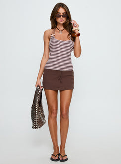 Roller Coaster Bead Detail Top Pink Stripe