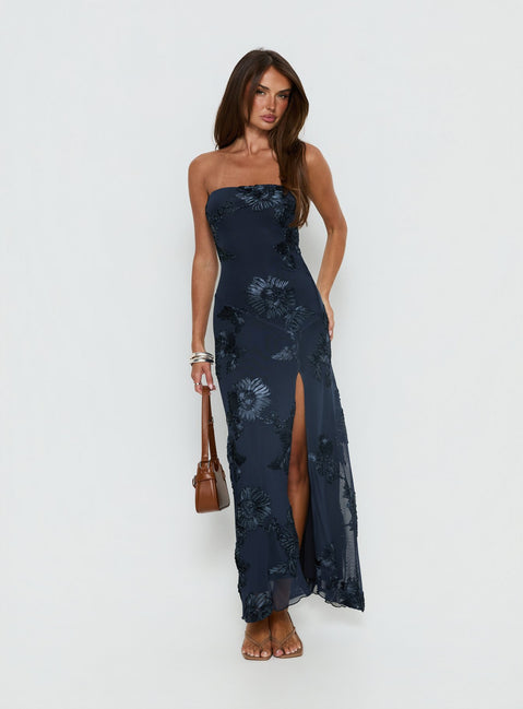 Maribeth Strapless Floral Maxi Dress Navy | Princess Polly Maribeth Strapless Floral Maxi Dress Navy | Princess Polly