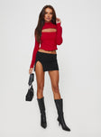 Cathey Long Sleeve Corset Top Red