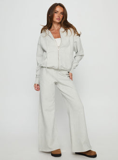 front view of model wearing Princess Polly All Day Oversized Hoodie Grey Marle cropped 