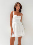 front view of model wearing Princess Polly Franca Mini Dress White Sweetheart Neckline 