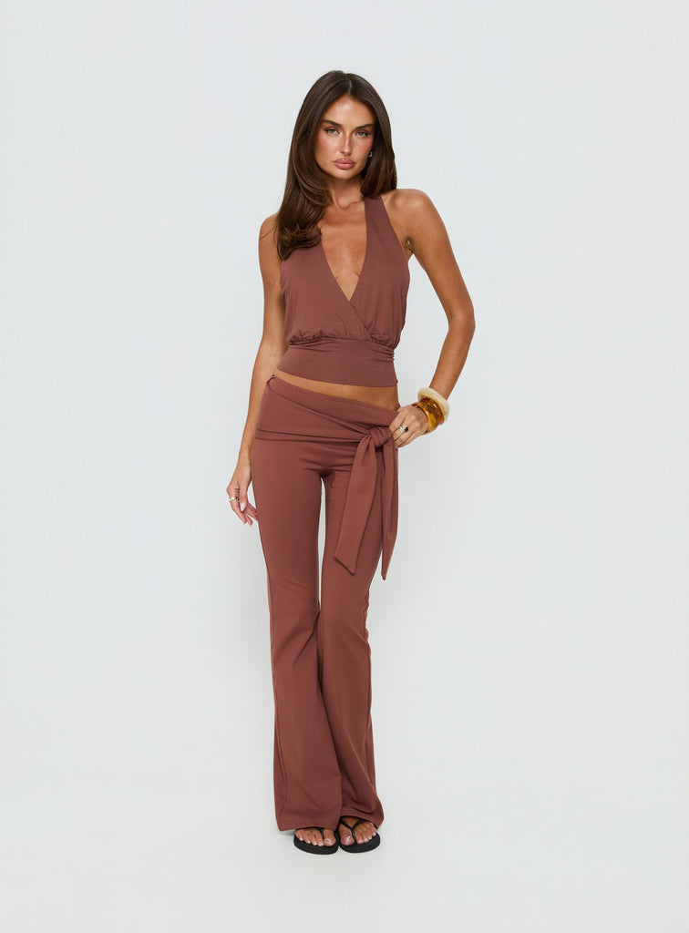 Negroni Tie Waist Pants Brown Princess Polly — free download