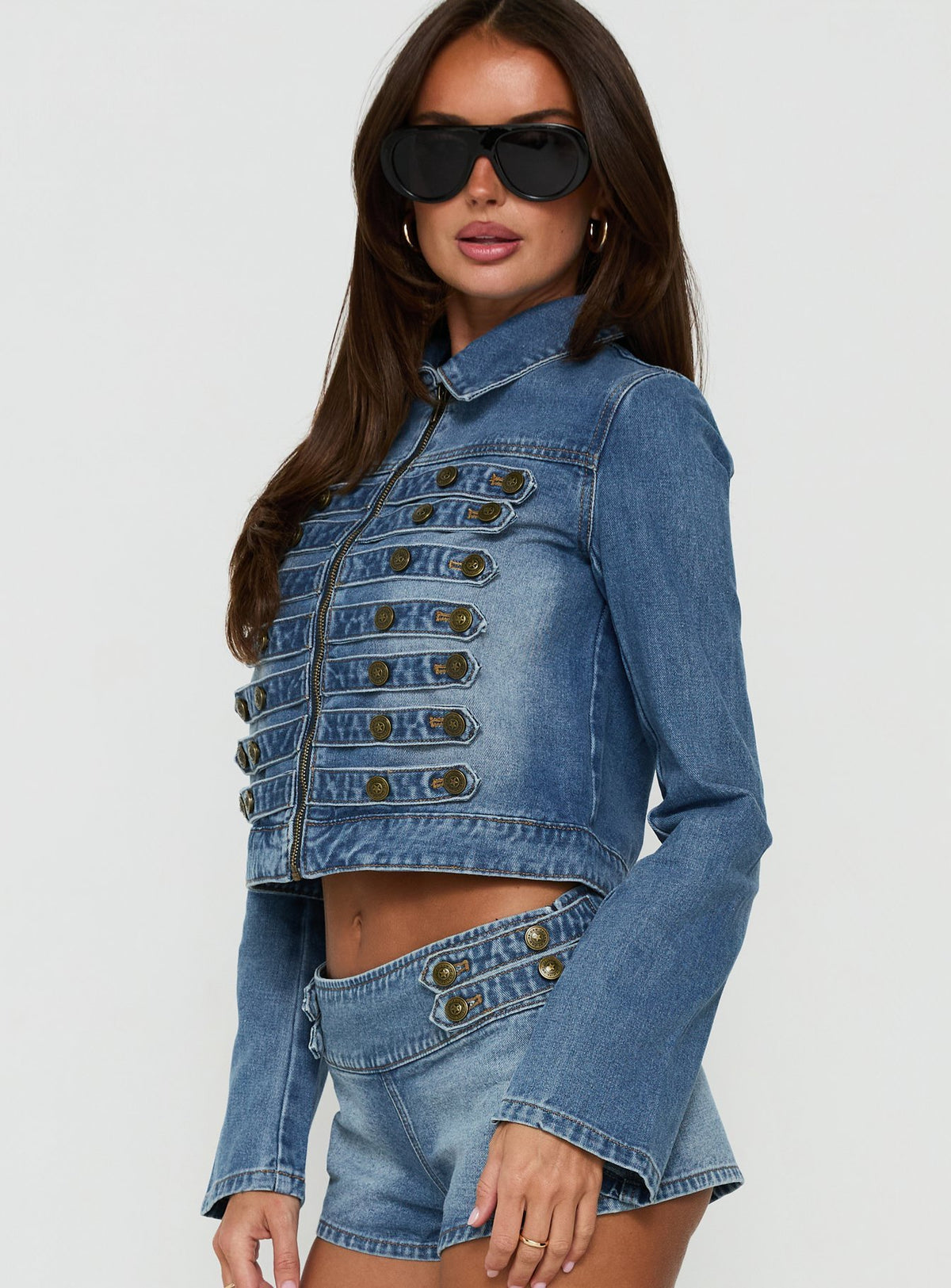 Kingstonn Military Denim Jacket Washed Blue