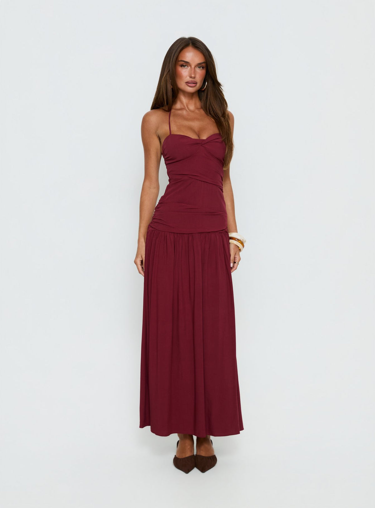 Marguerite Halter Maxi Dress Ruby Wine Tall
