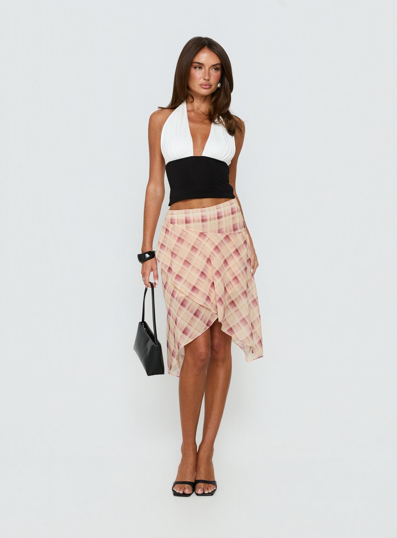 Natana Asymmetrical Mini Skirt Multi Check | Princess Polly