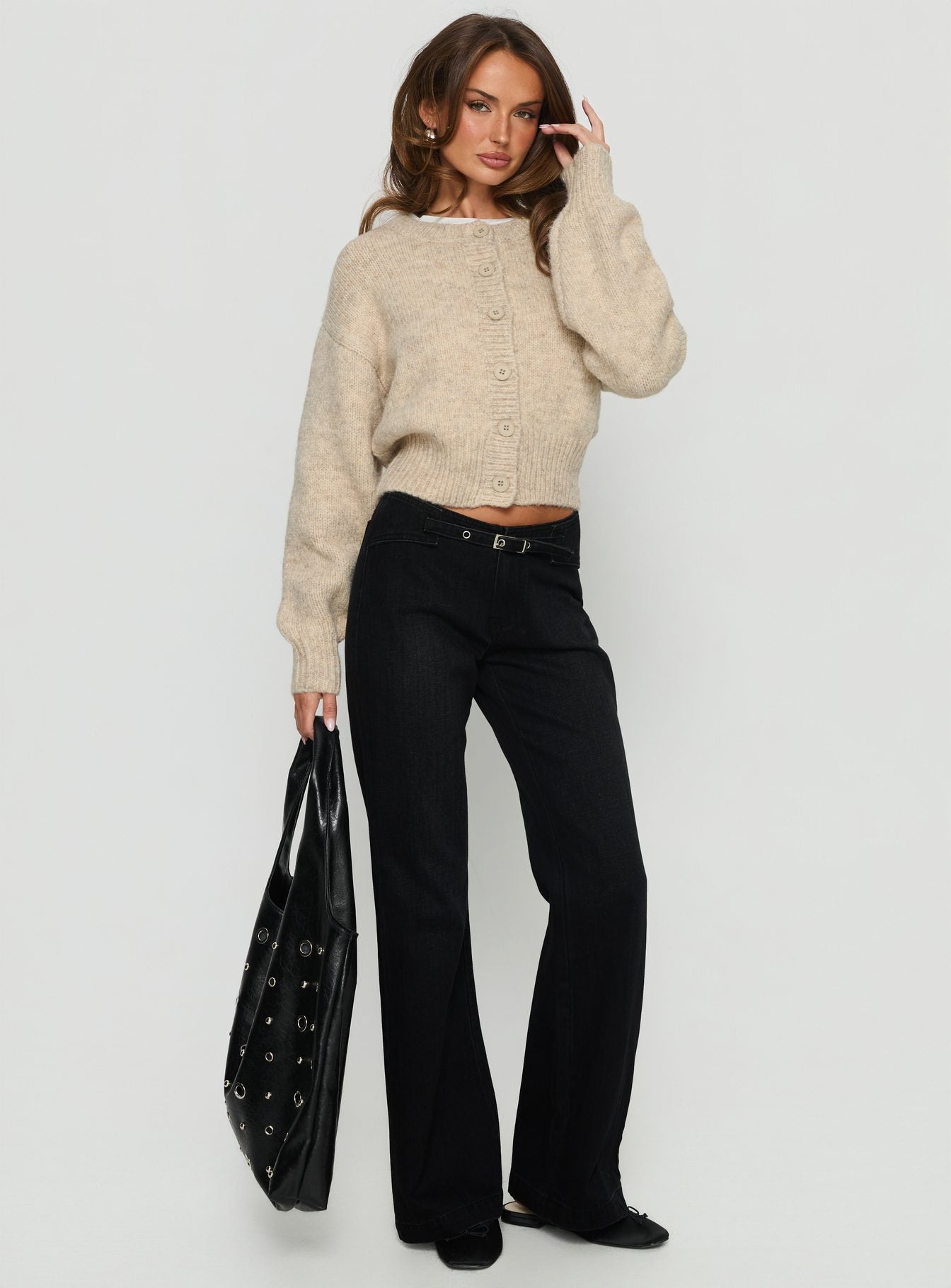 Trevonn Button Up Knit Cardigan Beige | Princess Polly