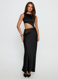 Lareina Cut Out Lace Maxi Dress Black