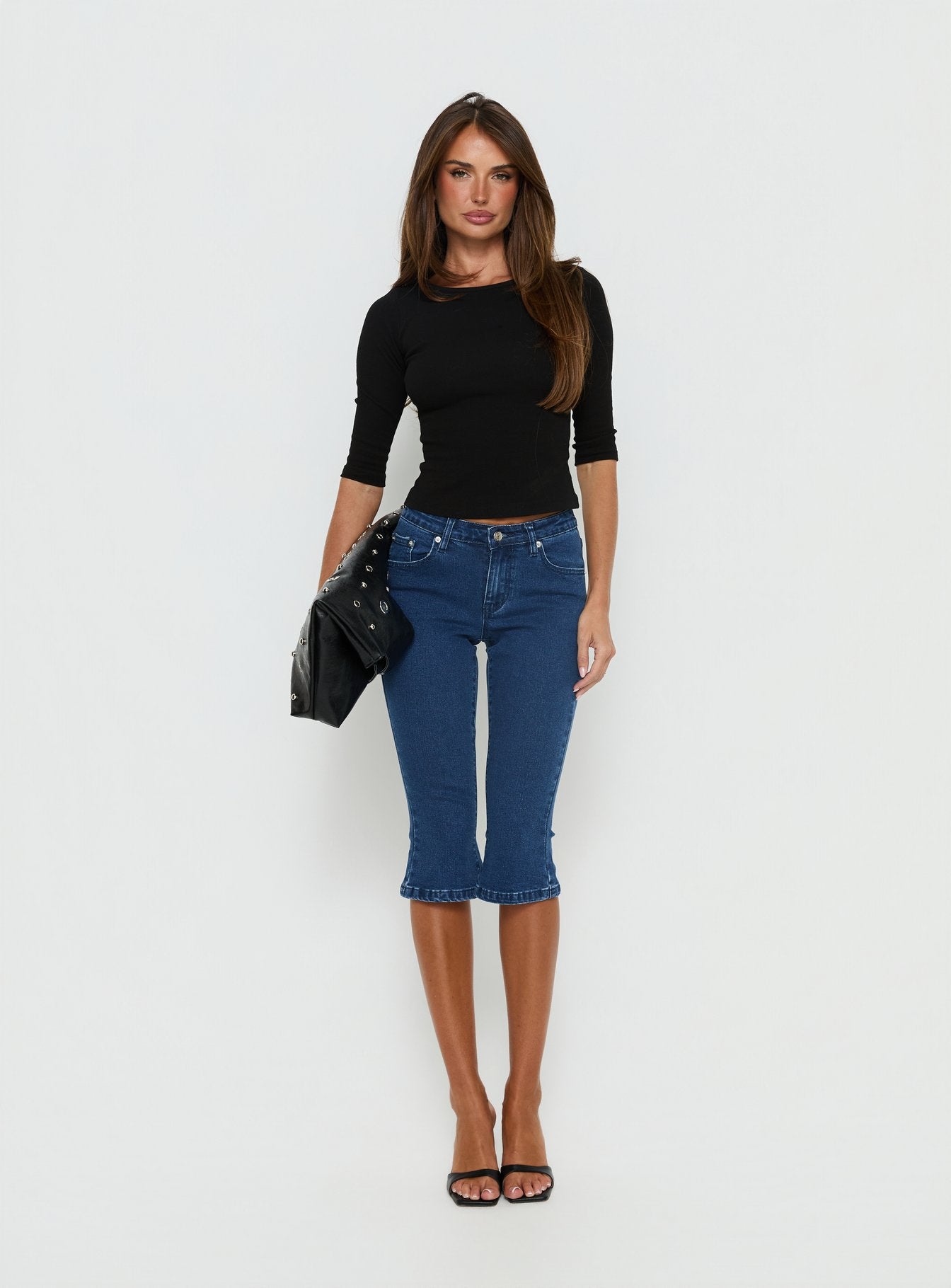 Kissimo Kick Flare Capri Pants Indigo Blue