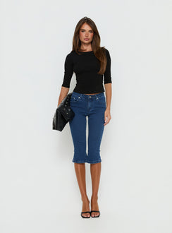 Kissimo Kick Flare Capri Pants Indigo Blue