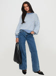 product Harmony Knit Sweater Blue / White Stripe Princess Polly  Cropped 