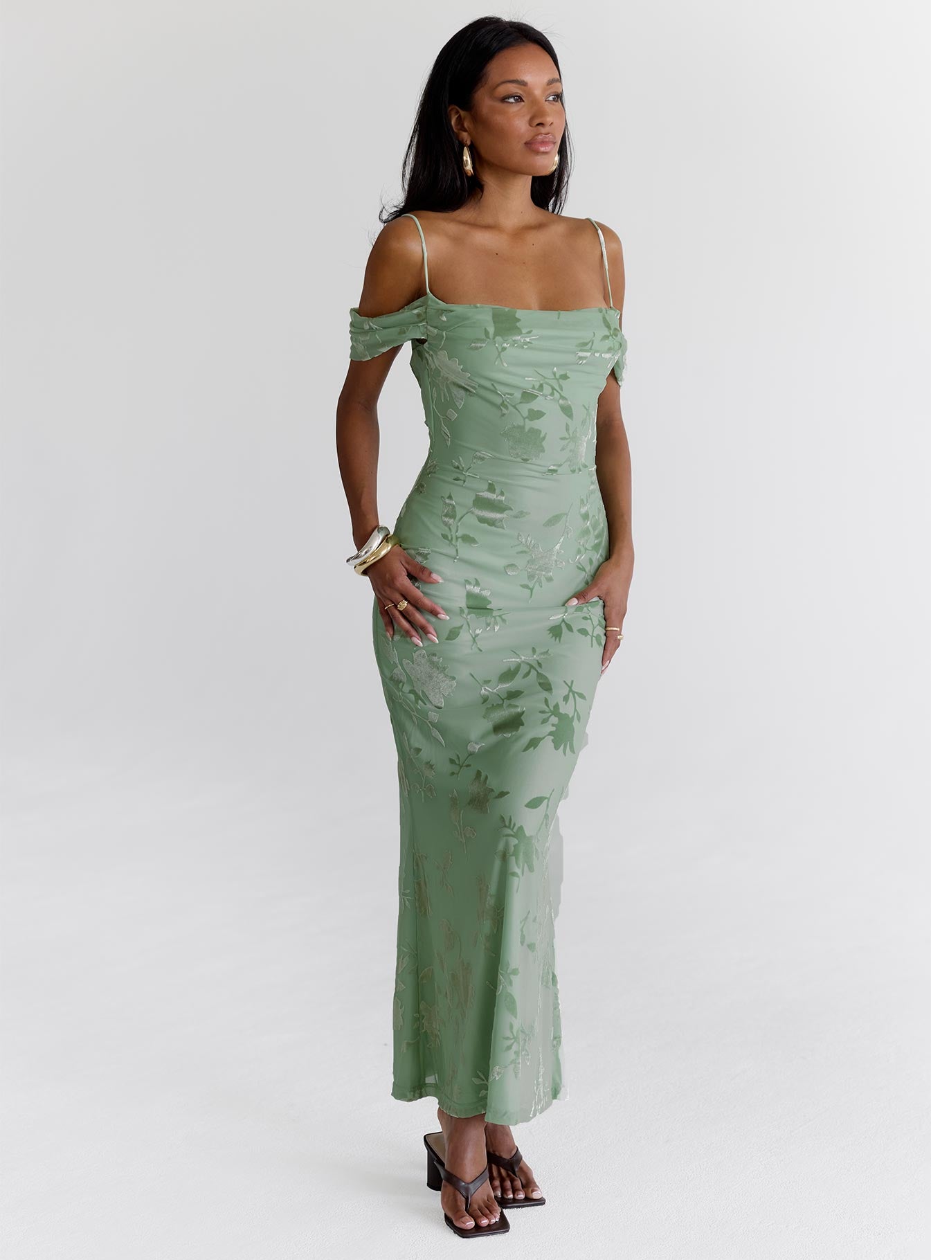Green Gables Burnout Maxi Dress Sage | Princess Polly