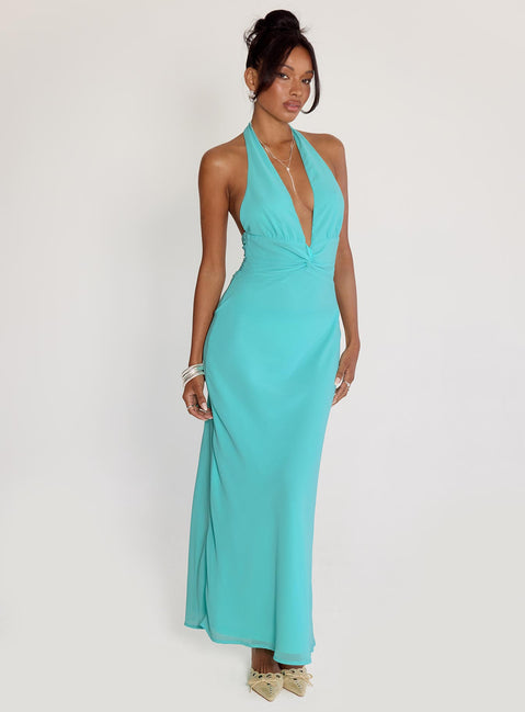 Destina Plunge Maxi Dress Aqua | Princess Polly Destina Plunge Maxi Dress Aqua | Princess Polly