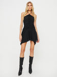 product Princess Polly Asymmetric Neckline  Malas Halter Mini Dress Black