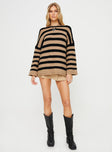 March Striped Sweater Brown / Black Princess Polly  long 