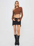 Long sleeve top knit top Off-the-shoulder design, flared sleeves Good stretch, unlined, semi sheer