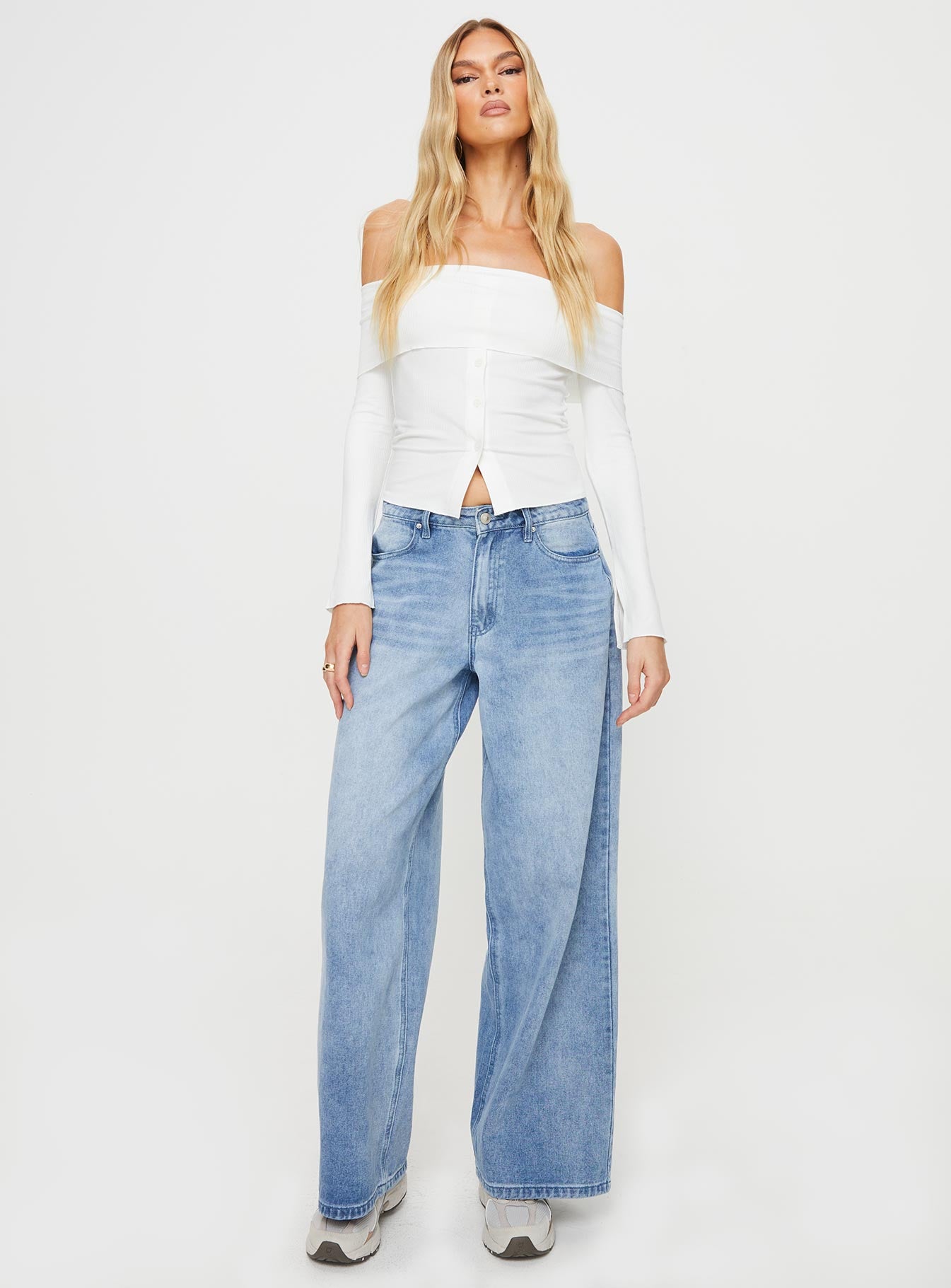 product Princess Polly Full Sleeves Sweetheart  Parveen Off The Shoulder Top White