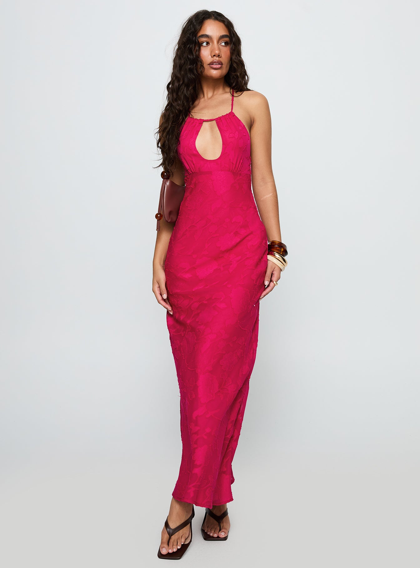 princess polly halter dress Magnetic Halter Maxi Dress Hot Pink