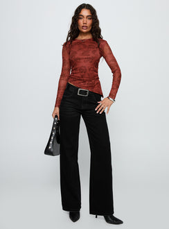 People Watching Long Sleeve Top Red Floral