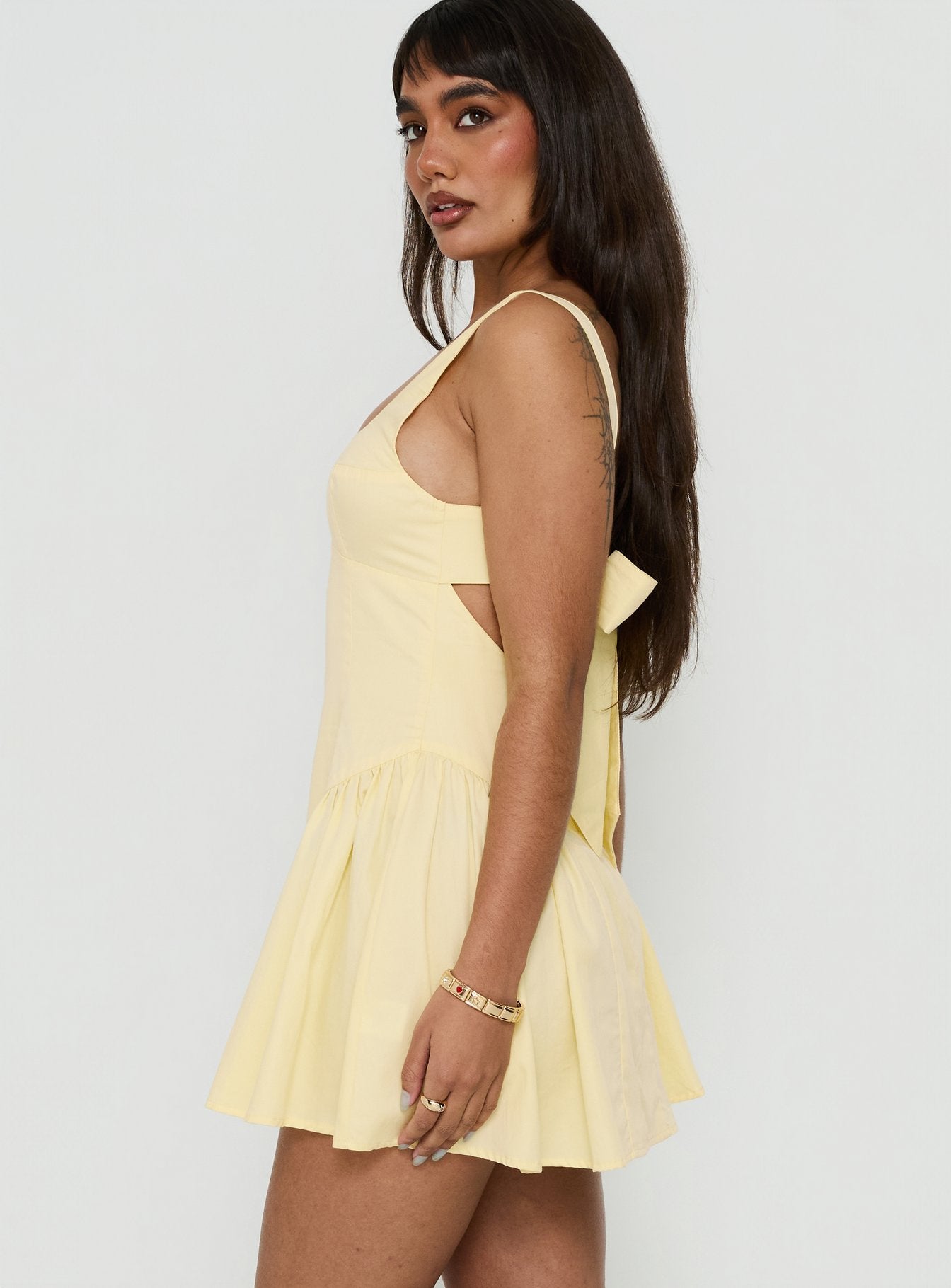 Lelouise Tie Back Mini Dress / Butter Yellow