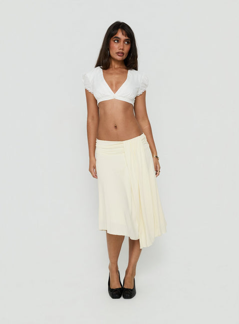 Iselda Draped Midi Skirt Cream
