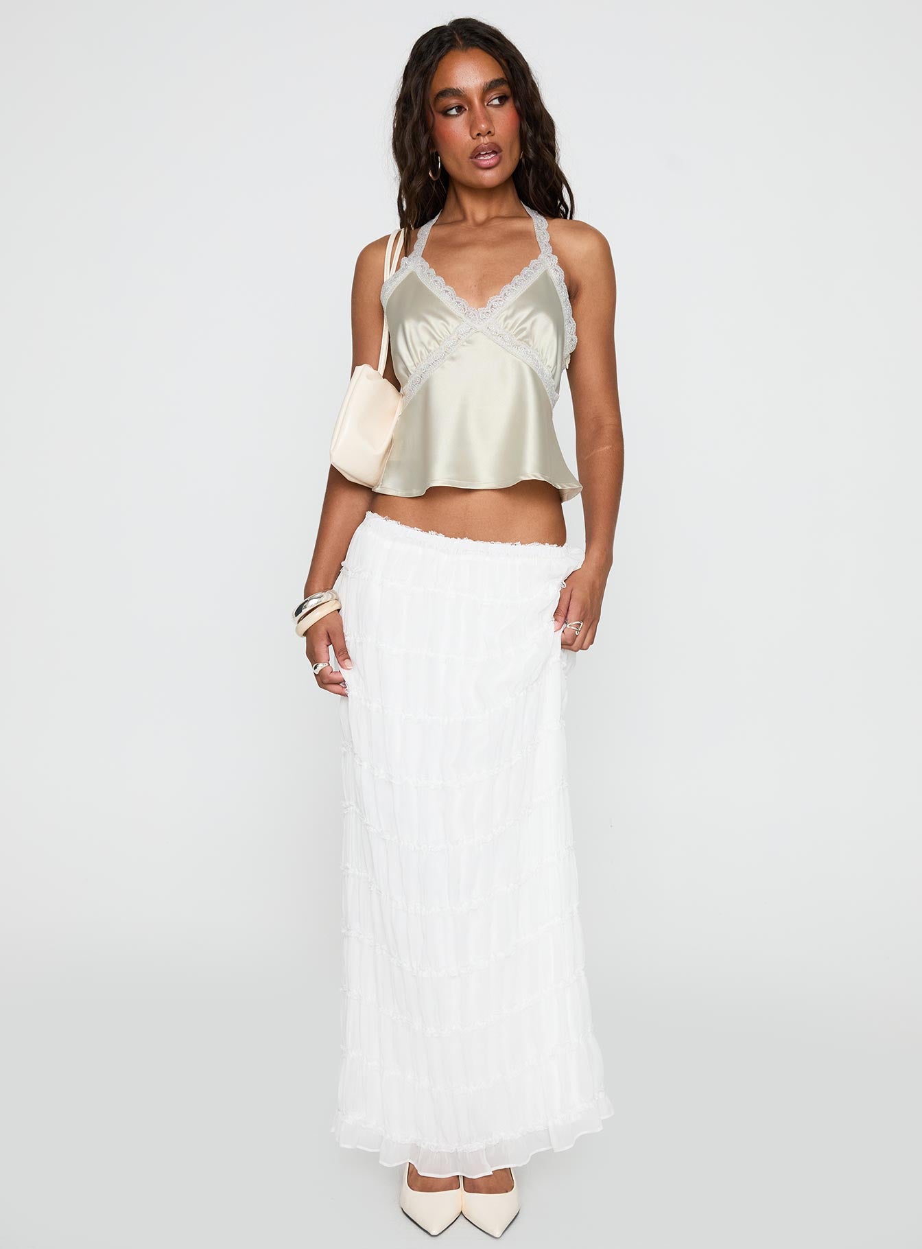 Estefania Maxi Skirt White | Princess Polly