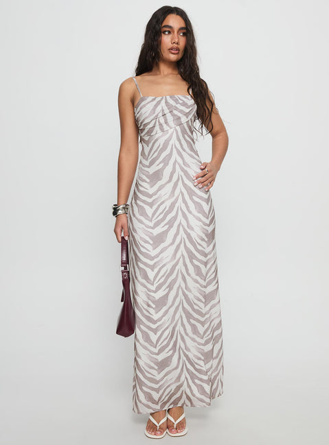 Kierra Mesh Maxi Dress Zebra