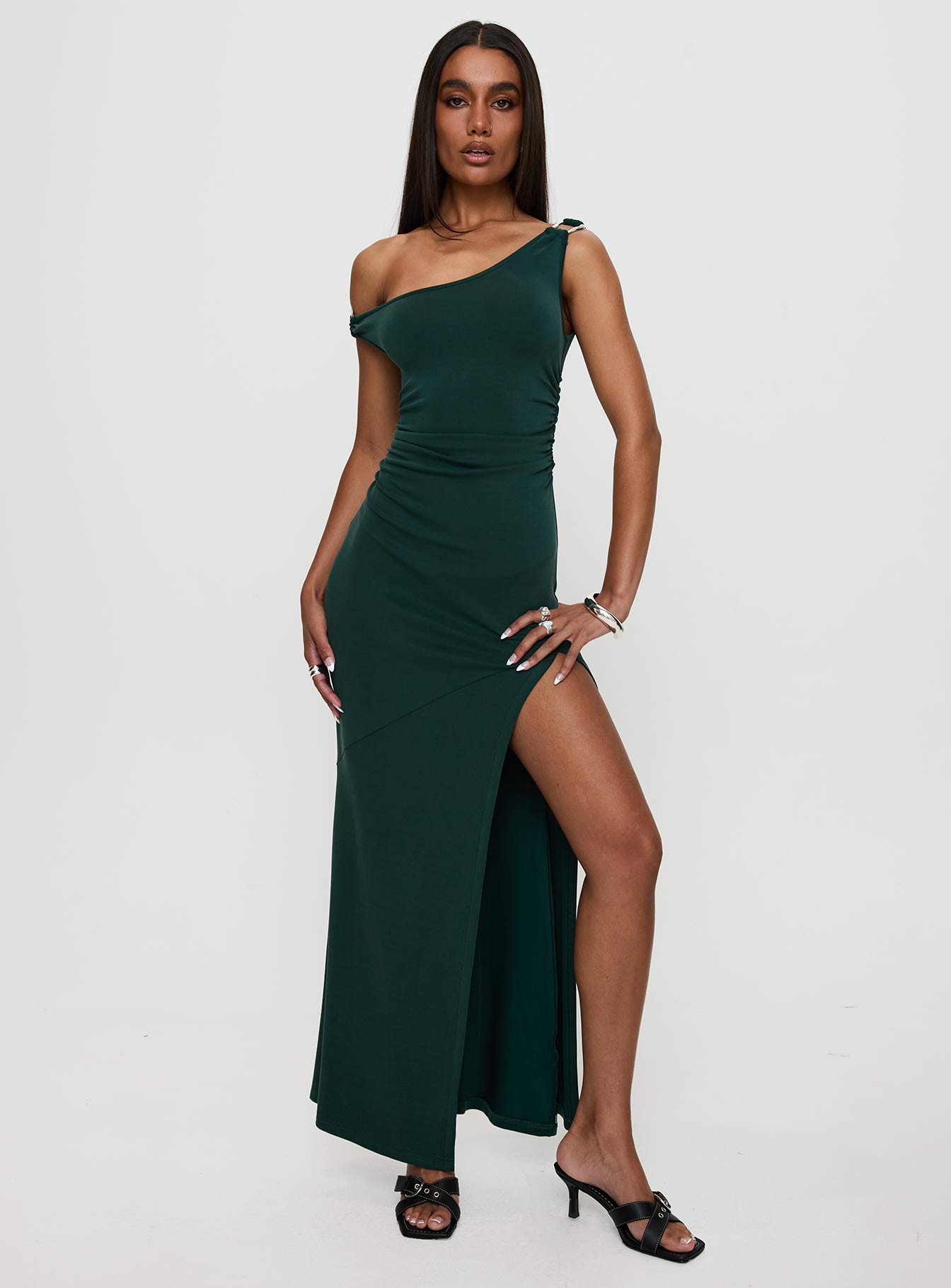 Rios One Shoulder Maxi Dress Green | Princess Polly Rios One Shoulder Maxi Dress Green | Princess Polly