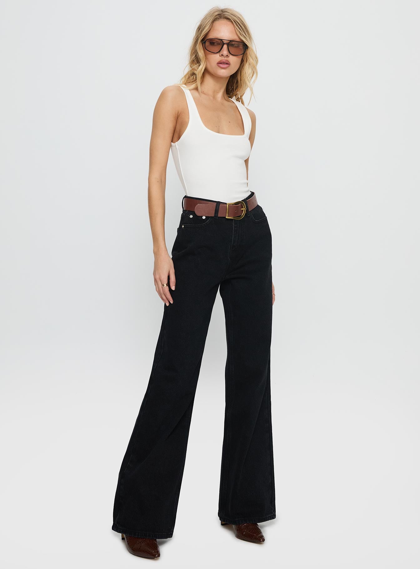 Maple Flare Jeans Washed Black | Princess Polly