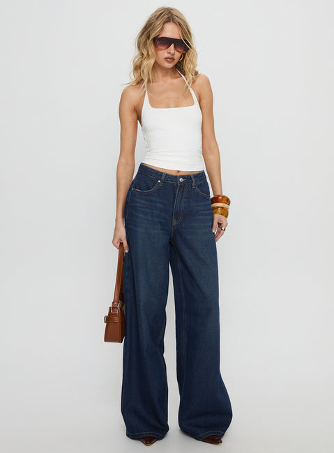 Naylor Mid Rise Wide Leg Jeans Mid Blue Denim Petite