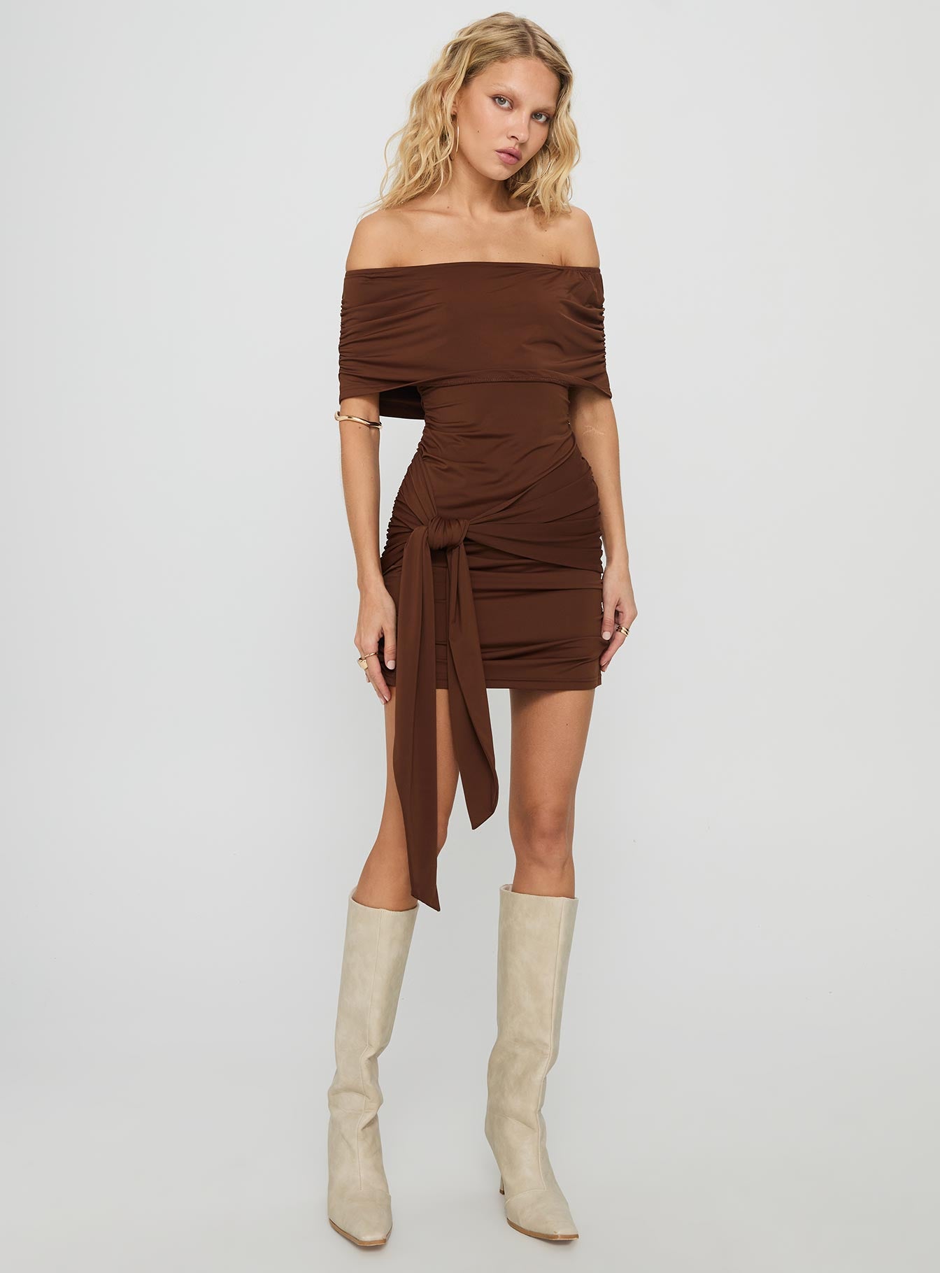 brown tie dress Lorinna Tie Shoulder Maxi Dress | Brown | Womens