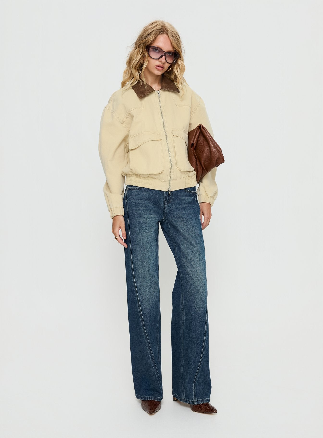 Sancia Bomber Jacket Beige | Princess Polly