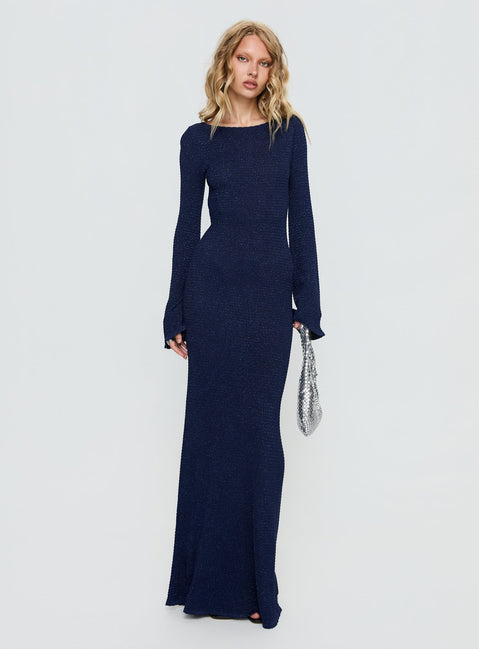 Rhapsody Long Sleeve Knit Maxi Dress | Navy | Womens | Princess Polly Lower Impact Rhapsody Long Sleeve Knit Maxi Dress | Navy | Womens | Princess Polly Lower Impact