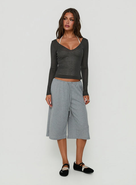 Lyrra Waffle Jersey Jorts Grey