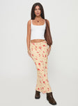   front view of model wearing Princess Polly Mangoes Maxi Skirt Cream Maxi 