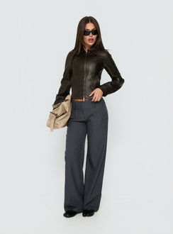 Palomino Fitted Faux Leather Jacket Brown