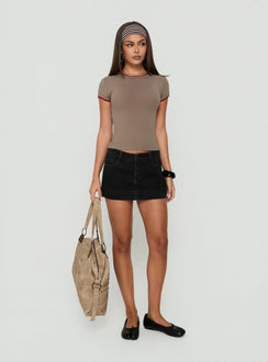 Capo Contrast Detail Longline Tee Beige
