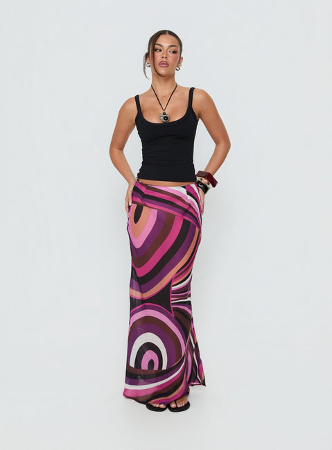 Lucidia Maxi Skirt Pink Retro