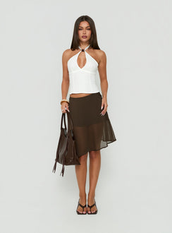 Eliodora Layered Sheer Midi Skirt Brown