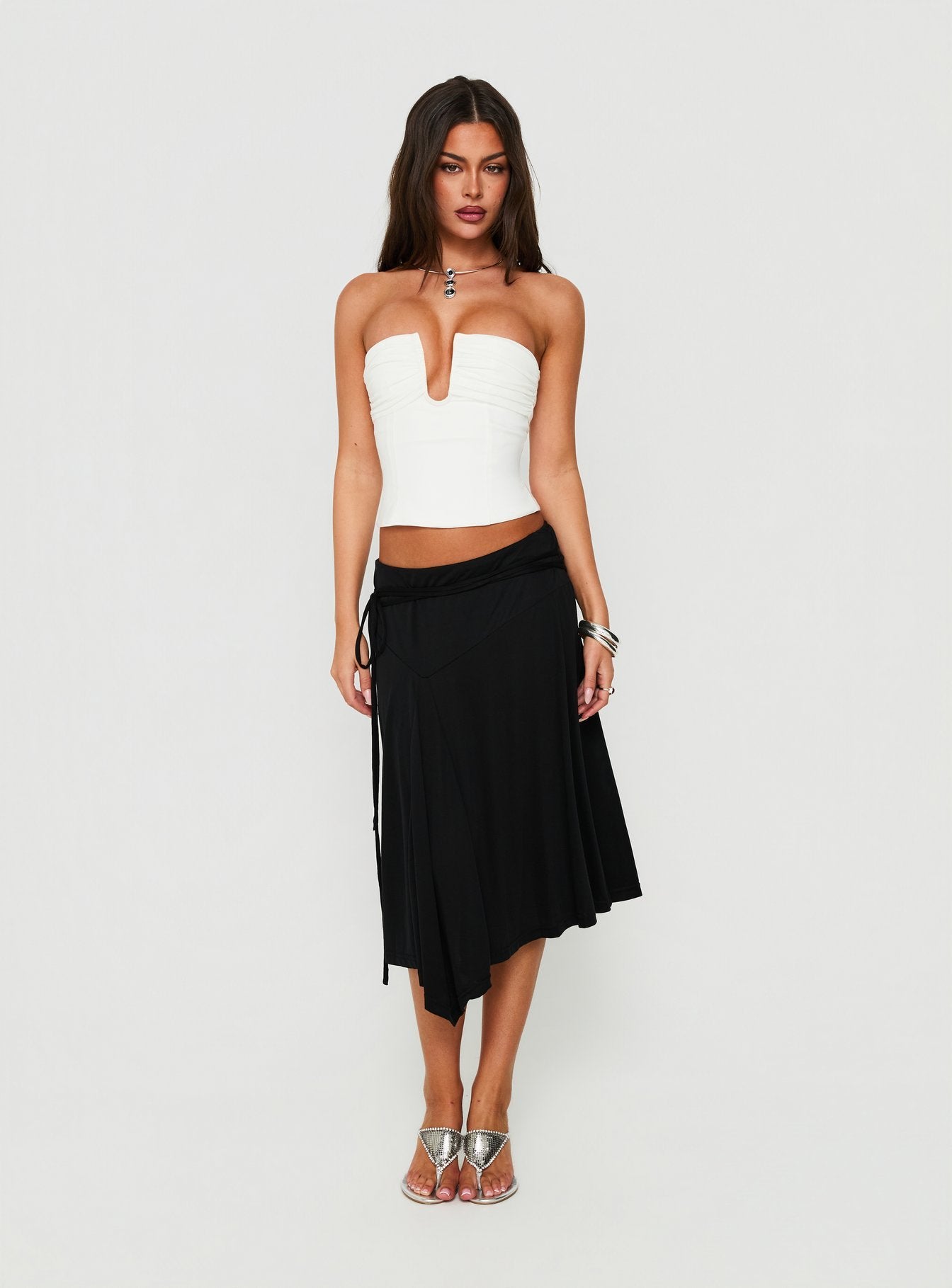 Karisma Strapless Ruched Top White