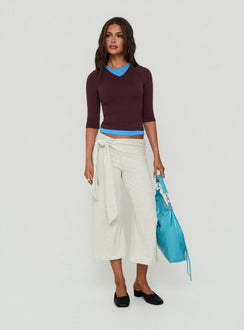 Briellah Layered 3/4 Sleeve Top Plum / Blue