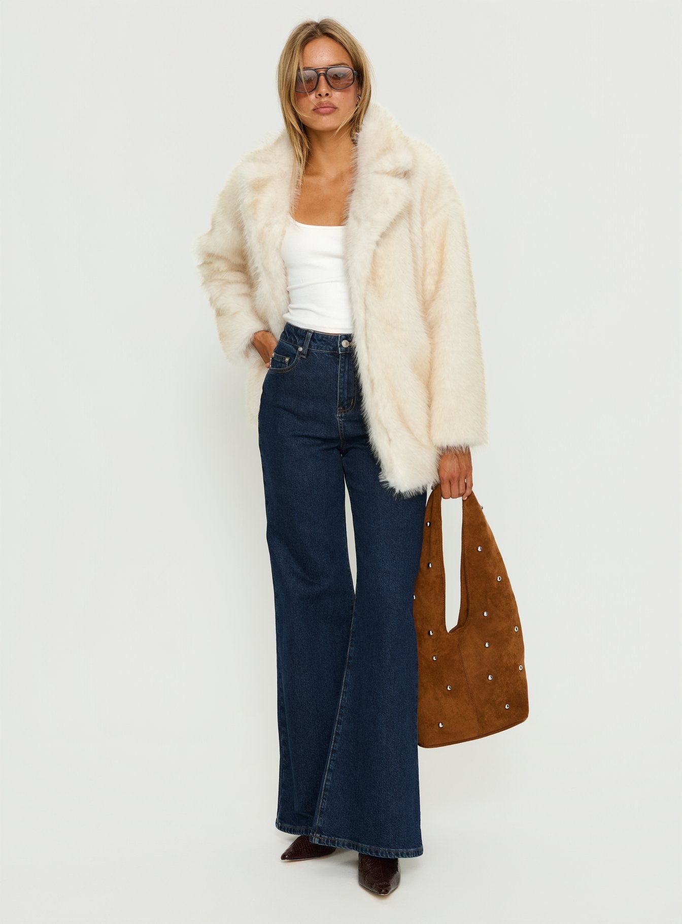 Clova Faux Fur Coat White