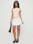   front view of model wearing Princess Polly Bubble Broderie Mini Skirt White Mini Skirts 