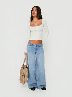 Baseline Rib Scoop Neck Long Sleeve Reversible Top Grey Marle