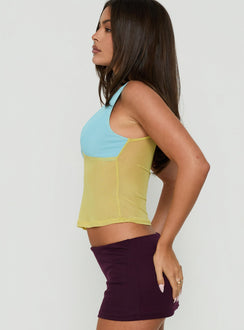 Lihat Sleeveless Contrast Top Yellow / Blue