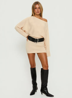 Bellamie Long Sleeve Mini Dress Cream