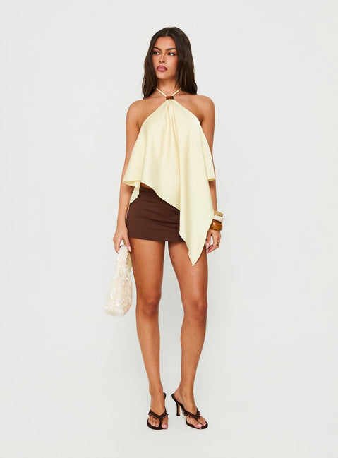Lisada Halter Asymmetrical Top Lemon