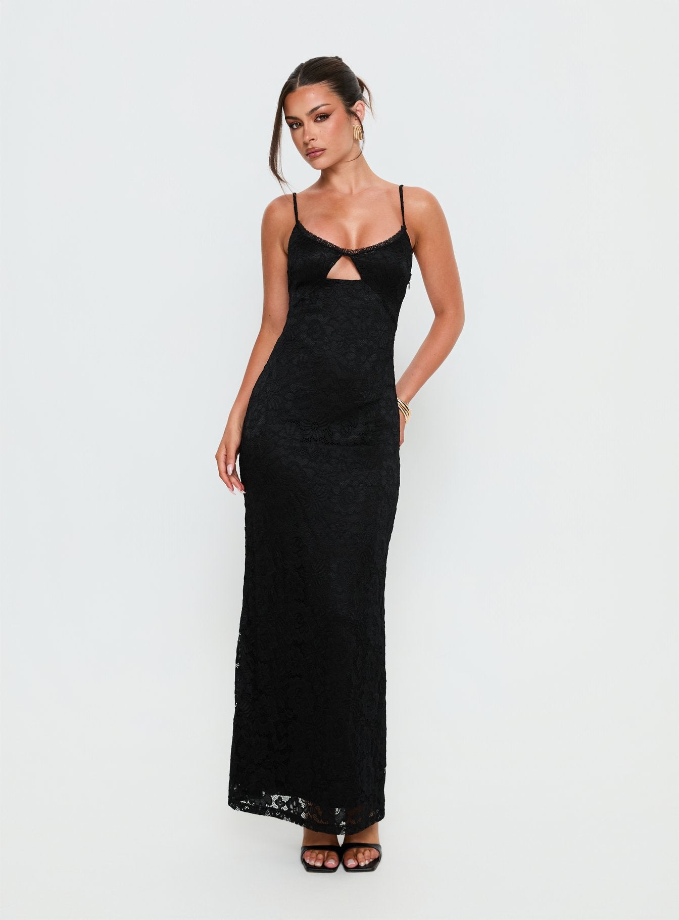 Alannis Lace Maxi Dress | Black | Womens