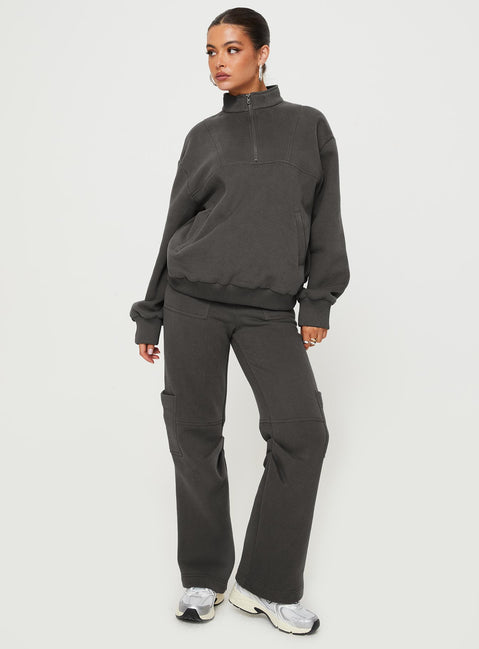 Derek Quater Zip Sweater Grey Princess Polly  long 