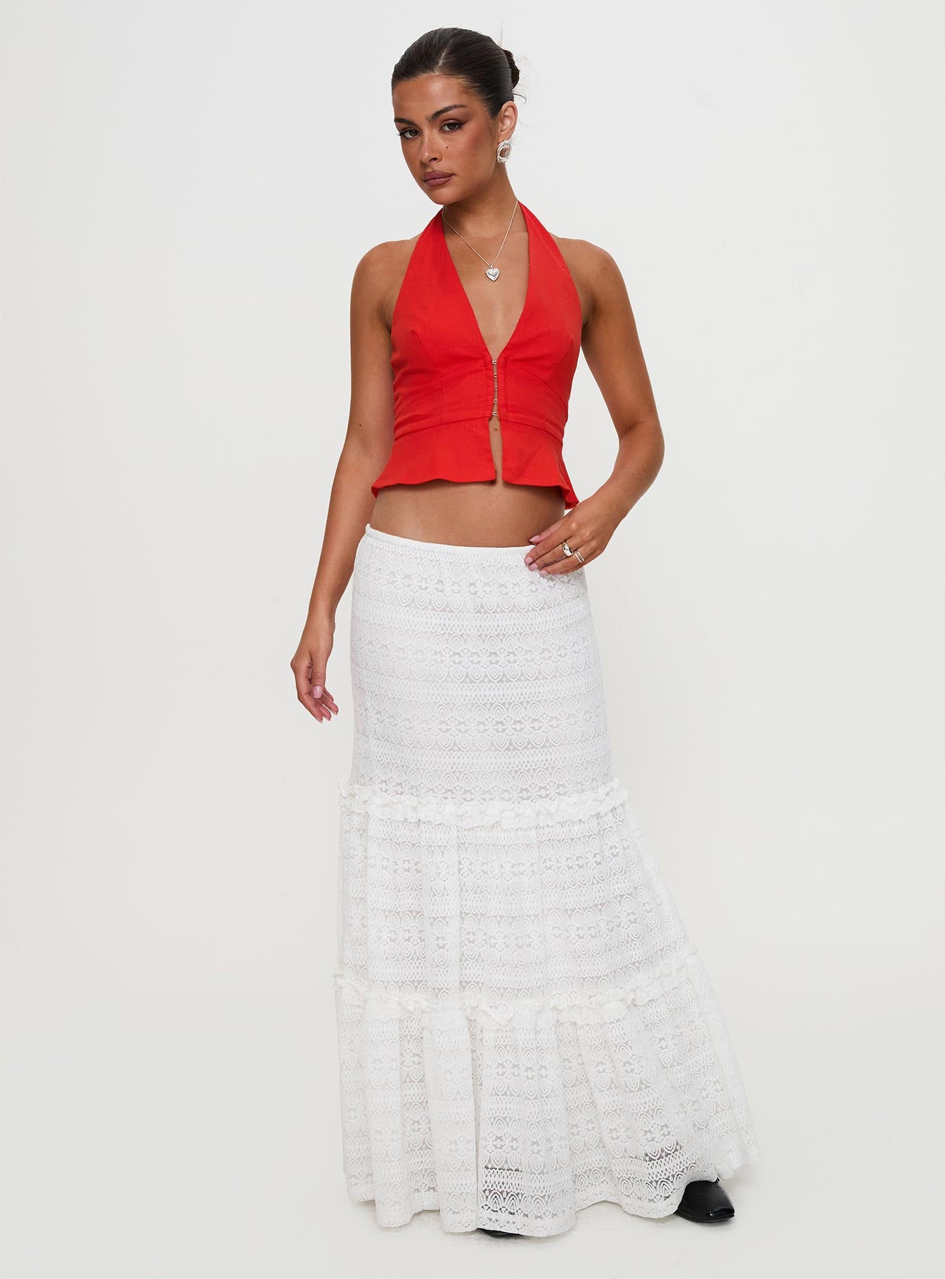 スカート yilon COTTON LACE SKIRT WHITE Buttacupe Lace Maxi Skirt White | Princess Polly
